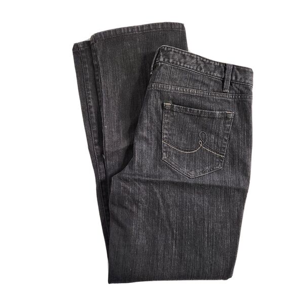 LOFT Womens Jeans Size 12 Mid Rise Original Bootcut Denim Charcoal Black Stretch - Picture 3 of 8
